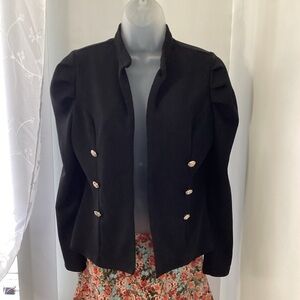 SHEIN Elegant Black Blazer with Gold Accents – Women’s Size Medium